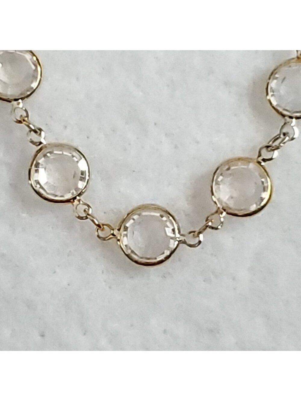 Vintage Swarovski Necklace Gold Tone Crystal Station Clear Open Bezel Opera 34"